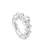 Tous - Twisted Braided Bear Motif Silver Ring